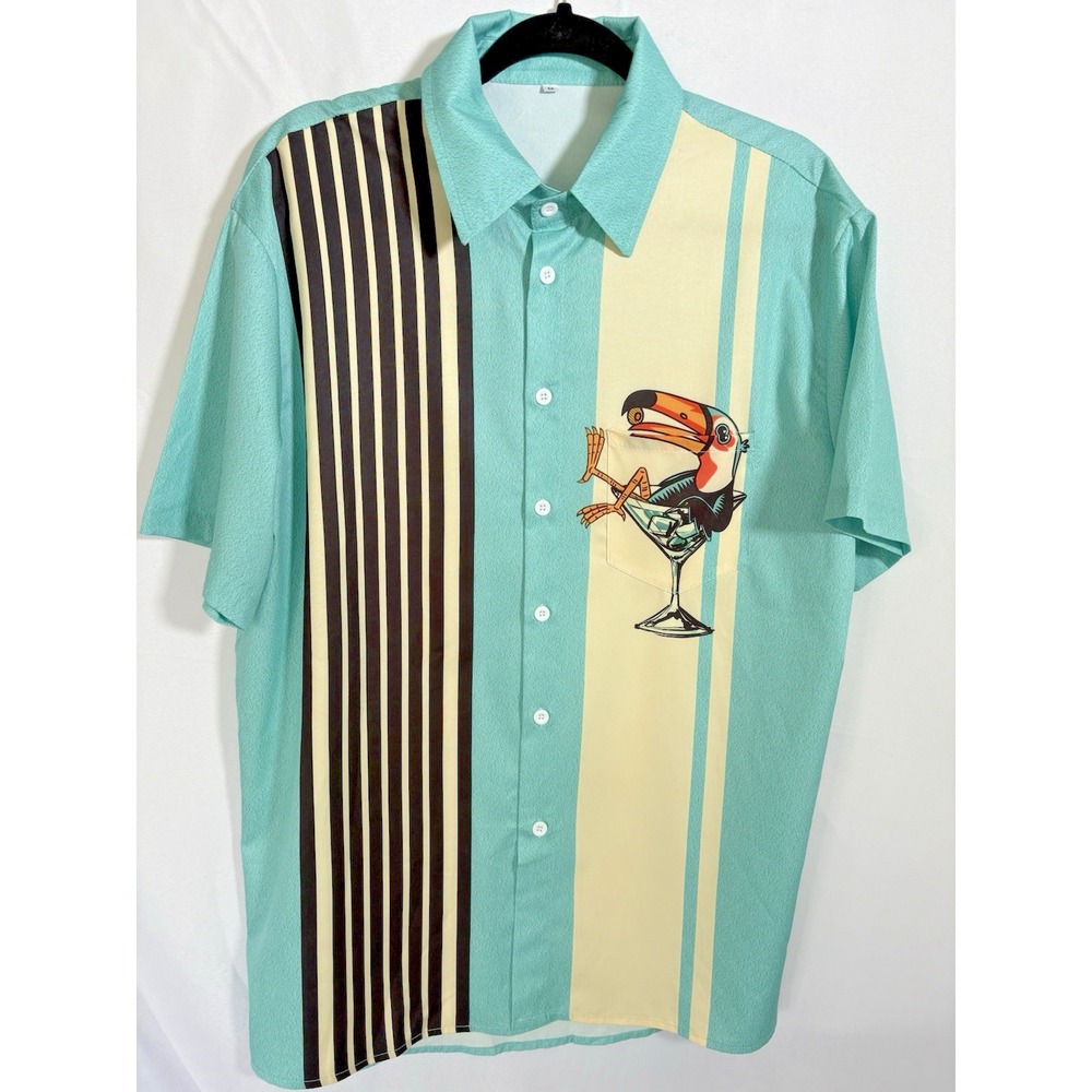 Mens Tucan Cocktail Shirt Size M Button Up